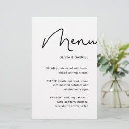 Zwart wit stijlvol script minimalistisch trouwmenu