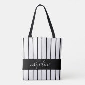 Zwart-wit, stijlvol, striped tote bag (Achterkant)