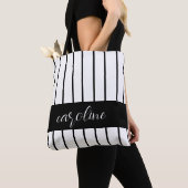 Zwart-wit, stijlvol, striped tote bag (Dichtbij)