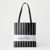 Zwart-wit, stijlvol, striped tote bag (Voorkant)