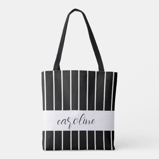 Zwart-wit, stijlvol, striped tote bag (Achterkant)