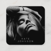 Zwart-wit, stijlvol, volledige foto QR-code Vierkante Visitekaartje (Voorkant)