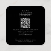 Zwart-wit, stijlvol, volledige foto QR-code Vierkante Visitekaartje (Achterkant)