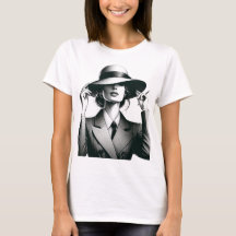 Zwart-wit stijlvol vrouwen portret T-shirt
