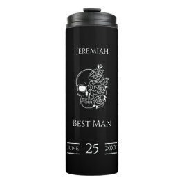 Zwart-wit Stijlvolle Bruiloft Beste Man Gift Thermosbeker