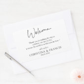 Zwart-wit stijlvolle bruiloft welkomsttas rechthoekige sticker (Envelop)