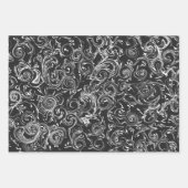 Zwart-wit Stijlvolle Doek Elegante Witte Slag Inpakpapier Vel (Voorkant)