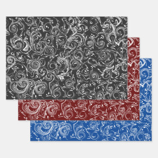 Zwart-wit Stijlvolle Doek Elegante Witte Slag Inpakpapier Vel