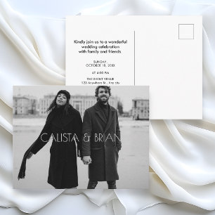 Zwart-wit stijlvolle foto bruiloft briefkaart