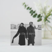 Zwart-wit stijlvolle foto bruiloft briefkaart (Staand voorkant)