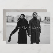 Zwart-wit stijlvolle foto bruiloft kaart (Voorkant / Achterkant)