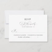 Zwart & Wit Stijlvolle Minimale Kalligrafie Trouwe RSVP Kaartje (Voorkant)