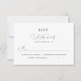 Zwart & Wit Stijlvolle Minimale Kalligrafie Trouwe RSVP Kaartje