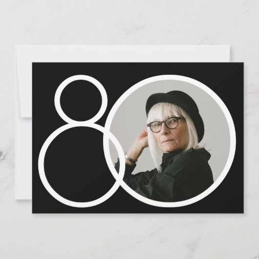Zwart Wit Stijlvolle minimalistische foto 80e verj Kaart (Voorkant)