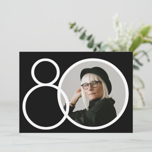 Zwart Wit Stijlvolle minimalistische foto 80e verj Kaart (Staand voorkant)