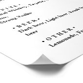 Zwart-wit. Stijlvolle ministe trouwmenubalk Poster (Hoek)