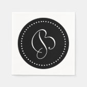 Zwart/wit Stip Monogram Servet (Voorkant)