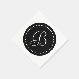 Zwart/wit Stip Monogram Servet
