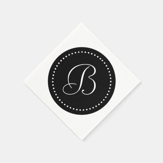 Zwart/wit Stip Monogram Servet (Hoek)