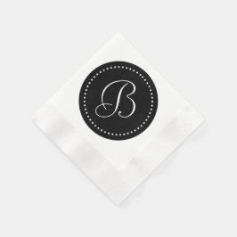 Zwart/wit Stip Monogram Servet