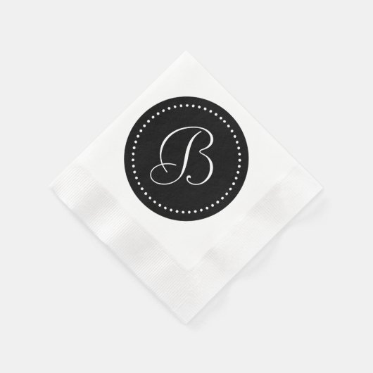 Zwart/wit Stip Monogram Servet (Hoek)