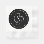 Zwart/wit Stip Monogram Servet (Voorkant)