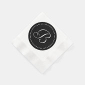 Zwart/wit Stip Monogram Servetten (Hoek)