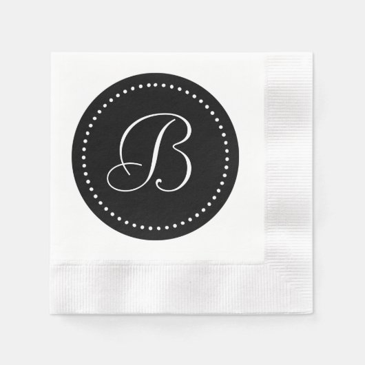 Zwart/wit Stip Monogram Servetten (Voorkant)