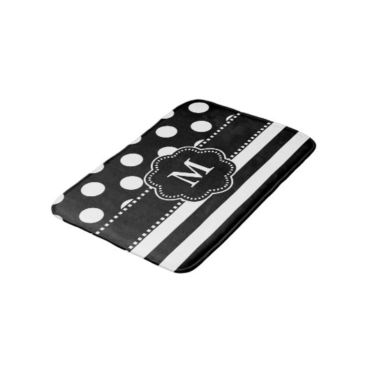 Zwart wit Stip Stripe monogram Badmat (Gekanteld)