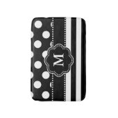 Zwart wit Stip Stripe monogram Badmat (Voorkant Verticaal)