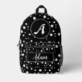 Zwart-wit Stippen - Beste Monogram & Initiaal naam Bedrukte Rugzak (Voorkant)