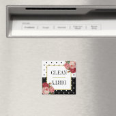 Zwart Wit Stippen Bloemen Clean Vuilniswasmachine Magneet (Insitu (Vaatwasser))