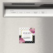 Zwart Wit Stippen Bloemen Clean Vuilniswasmachine Magneet (Insitu (Vaatwasser))