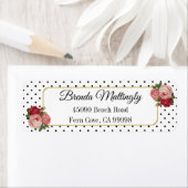 Zwart Wit Stippen Bloemen Retouradres Etiket (Insitu)