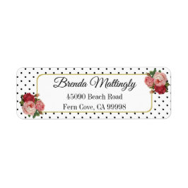 Zwart Wit Stippen Bloemen Retouradres Etiket