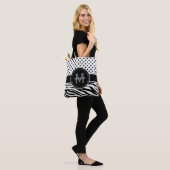 Zwart-wit Stippen en Dierenprint Tote Bag (Op model)