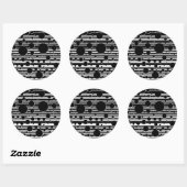 Zwart-wit Stippen en Strepen Ronde Sticker (Vel)
