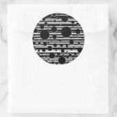 Zwart-wit Stippen en Strepen Ronde Sticker (Tas)