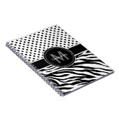 Zwart-wit stippen en zebraprint notitieboek (Rechterzijde)