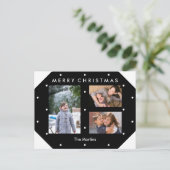 Zwart-wit Stippen Fotocollage Kerst Briefkaart (Staand voorkant)