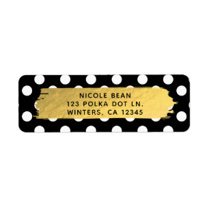 Zwart & Wit Stippen Goud Folie Glam Feestje Etiket
