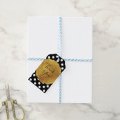 Zwart & Wit Stippen Goud Glam Feestje Cadeaulabel (Met Touw)
