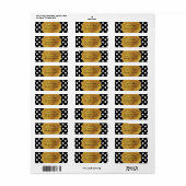 Zwart & Wit Stippen Goud Glam Feestje Etiket (Full Sheet)