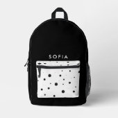 Zwart & Wit Stippen l Initiaal Naam schattig Bedrukte Rugzak (Voorkant)