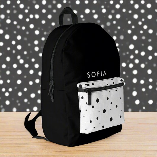 Zwart & Wit Stippen l Initiaal Naam schattig Bedrukte Rugzak