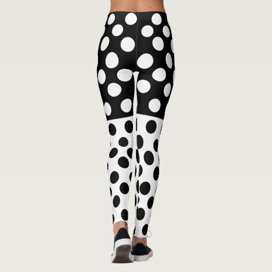 Zwart-wit Stippen Leggings - Kies kleuren (Achterkant)