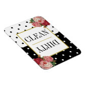 Zwart Wit Stippen Leuk Bloemen Clean Vuil Vaatwass Magneet (Rechterzijde)