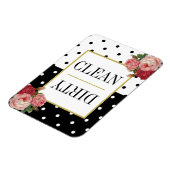 Zwart Wit Stippen Leuk Bloemen Clean Vuil Vaatwass Magneet (Linkerzijde)