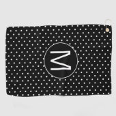 Zwart-wit Stippen Monogram Golfhanddoek (Horizontaal)