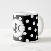 Zwart-wit Stippen Monogram Grote Koffiekop (Voorkant rechts)